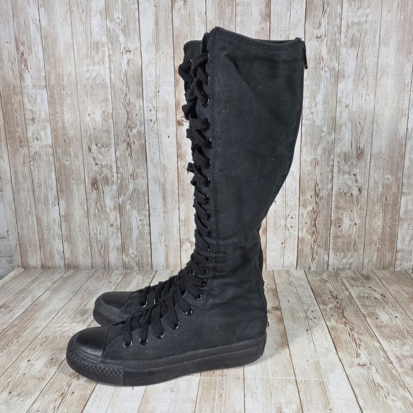 Converse All Star Knee High Lace Up Sneaker Boots Full Zip Black Womens 6‎ - Picture 2 of 8